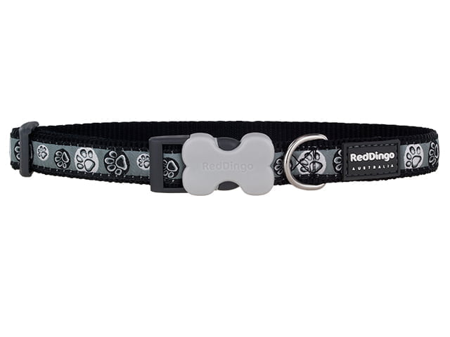 Red Dingo collar, black paws, 24-36cm / 15mm