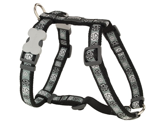 Red Dingo harness, black paws, 36-59cm / 20mm