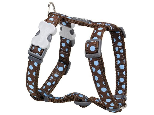 Red Dingo harness, blue spot, 25-39cm / 12mm