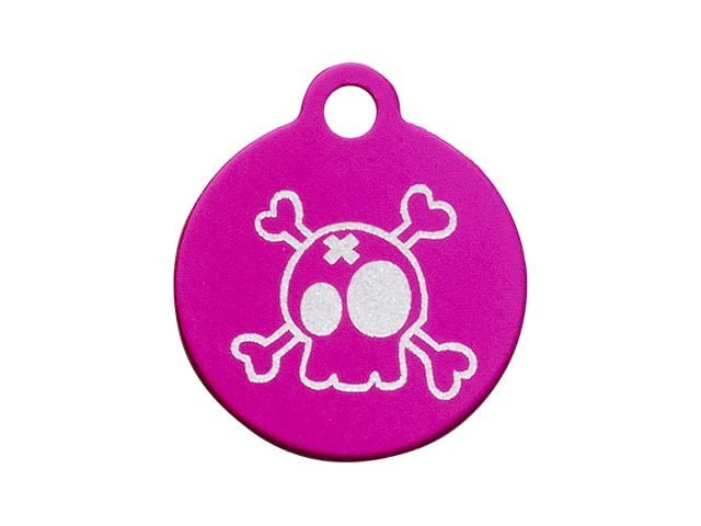 iMARC Small Pink Circle, Cartoon Style Skull & Crossbones