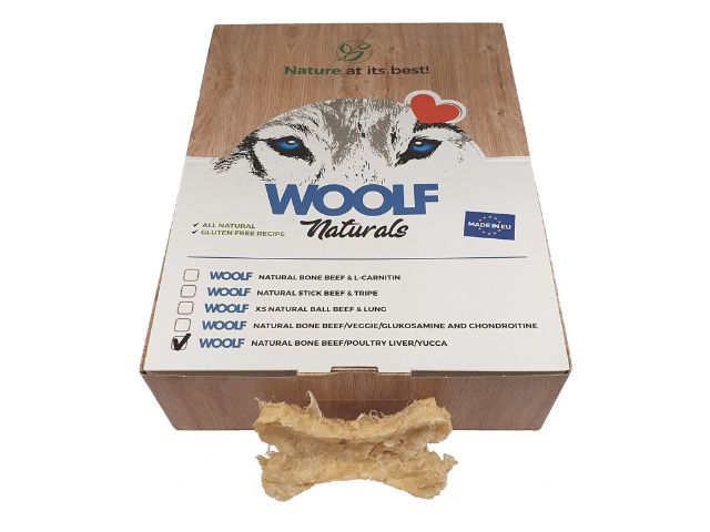 Woolf Natural Bone Beef, Poultry liver, Yucca, 30stk.
