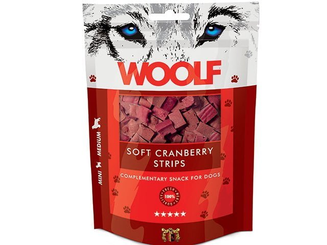 Woolf Soft Cranberry Strips 100g