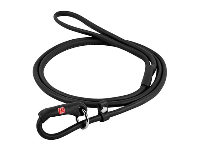 Waudog Soft rundsyet læder udstillingsline, 135cm/6mm, sort