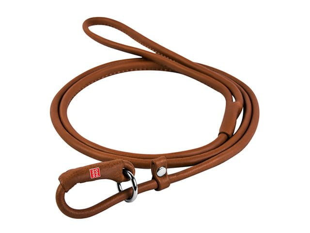 Waudog Soft rundsyet læder udstillingsline, 135cm/6mm, brun