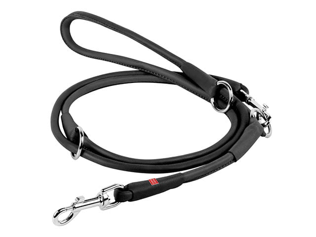 Waudog Soft rundsyet læder dressurline, sort