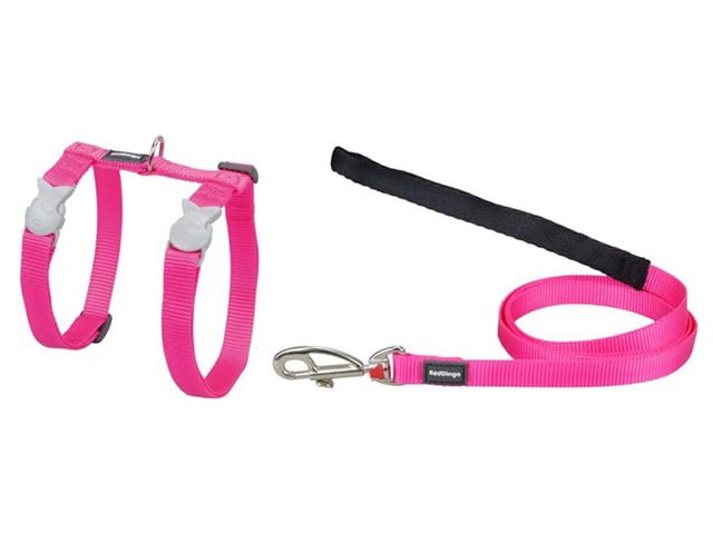 Red Dingo kattesele+line, pink