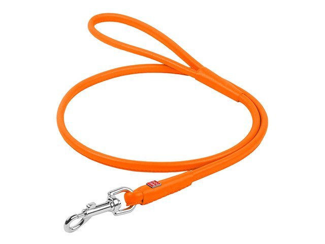 Waudog rundsyet læder førerline, 122cm/6mm, orange