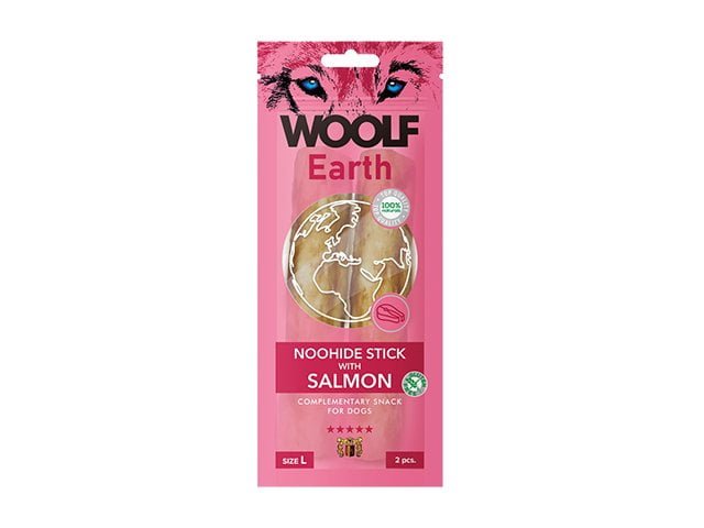 Woolf Earth Noohide sticks salmon L, 2pcs.