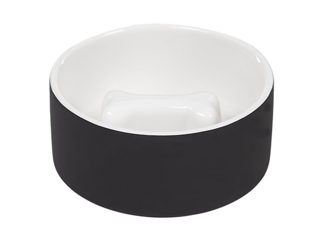 Ciotola in ceramica Paikka Slow Feed, nera, M (0,75l)
