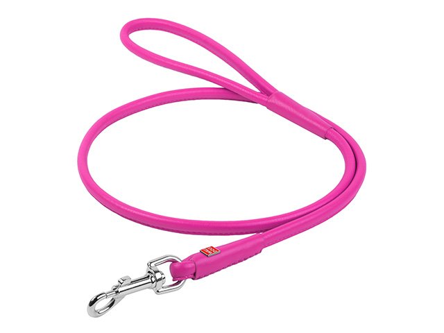 Waudog rundsyet læder førerline, 122cm/6mm, pink